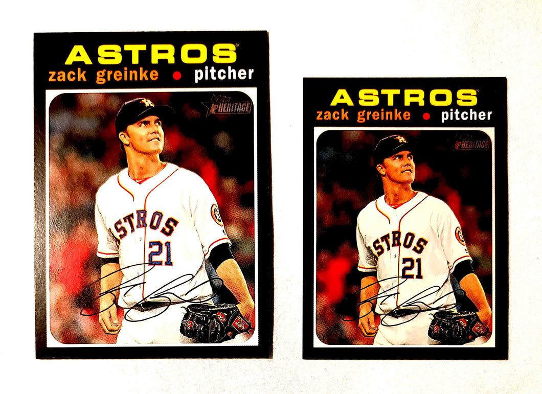 Trading Cards Sports Baseball - Topps Heritage - 2020 - Zack Greinke -  2 Card Lot - Regular + Parallel Mini Card - Only 100 Of Each Mini Card Printed - 063/100 - Pack Fresh - Very Hard To Find