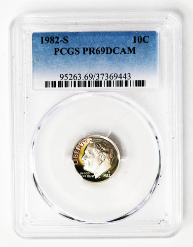 Coin US 10c - 1982  S - US Dime - PCGS Graded - PR69DCAM - San Francisco Mint -GEM Proof