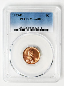 Coin US 1c - 1958 P - Lincoln Penny - PCGS Graded - MS64RD - Red - Philadelphia Mint -GEM Proof