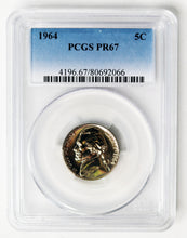 Load image into Gallery viewer, Coin US 5c - 1964 P - US  Nickel - PCGS Graded - PR67 - San Francisco Mint -GEM Proof