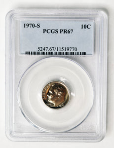 Coin US 10c - 1970 S - US Dime - PCGS Graded - PR67 - San Francisco Mint -GEM Proof