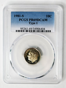 Coin US 10c - 1981-S - Type 1 - PCGS - PR69DCAM - US Dime - San Francisco Mint