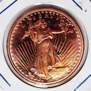 Bullion Round - Copper - 1 Oz. - Golden State Mint - Obverse Walking Liberty Design - Reverse Eagle Design - MINT