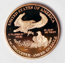 Load image into Gallery viewer, Bullion Round - Copper - 1 Oz. - American Eagle Coin - Obverse Walking Liberty Design - Reverse Double Eagle Design - MINT