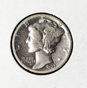 Coin US 10c - 1935 S - Mercury Dime - VERY GOOD (VG) - .900 Silver Content - Circulated