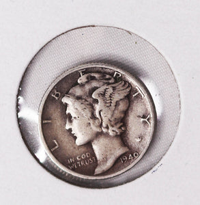 Coin US 10c - 1940 D Mercury Dime - VG - Nearly FB On Reverse - .900 Silver Content