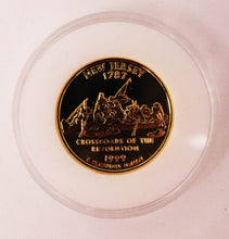 Load image into Gallery viewer, Statehood Quarter Set; 10 Coins 1999 &amp; 2000, 24kt Gold Plated Edition; The Morgan Mint; Collector&#39;s Box, Acrylic Capsules, &amp; COA