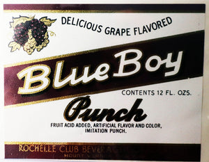 Ephemera Product Label VINTAGE - Blue Boy - Grape Punch - One Side Full Color Print - NEW / Never Used - RARE - Original - Early US Graphic Design Example - 1940's Style