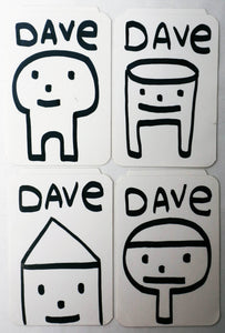 Art Sticker Graffiti / Street Art - Artist:  DAVE - San Francisco, Ca. - Name Badge Sticker Art - Lot Of 4 Stickers - Circa 2001 - ORIGINAL
