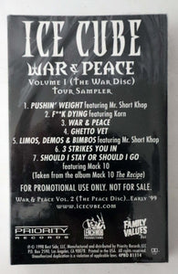 Music Cassette Tape Single EP - Hip-Hop / Rap / Gangsta - Ice Cube - Family Values Tour Sampler - The War Release / Vol. 1 - 1998 - Priority Records / Lench Mob Productions - 4PRO 81114 - Mr Short Khop / Korn / Mack 10 - SEALED - RARE - HARD TO FIND