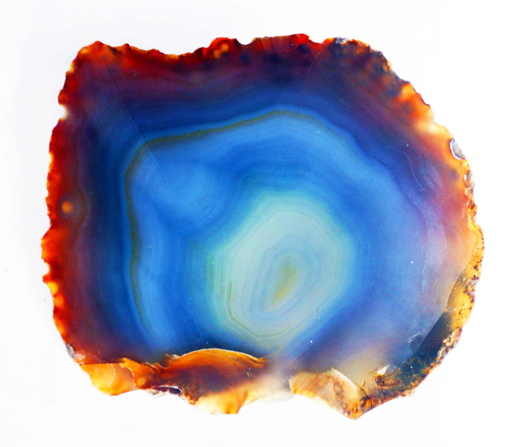 Geological Specimen Agate - Large Halved Mexican Agate Piece - Rough - Stunning Blue Colors - 100% Natural - Ready To Display