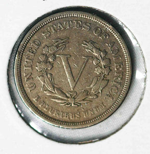 Coin US 5c - 1883 P - Liberty “V” Nickel -  “No Cents” - Philadelphia Mint -  F / XF