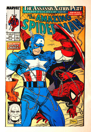 Comic Book Superhero - Marvel Comics:  Amazing Spiderman - Issue #323 - The Assassin Nation Plot / Part 4 Of 6 - Todd McFarlane - NM - High-Grade - Mary Jane Watson / Aunt May / Captain America / Silver Sable / Solo