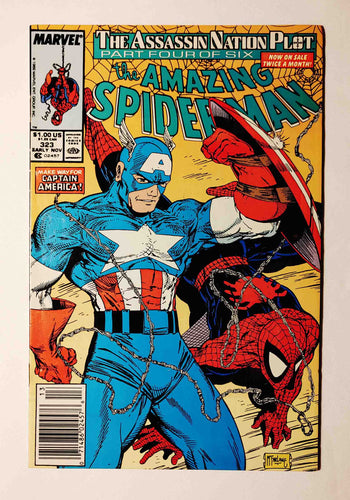 Comic Book Superhero - Marvel Comics:  Amazing Spiderman - Issue #323 - The Assassin Nation Plot / Part 4 Of 6 - Todd McFarlane - VF - High-Grade - Mary Jane Watson / Aunt May / Captain America / Silver Sable / Solo