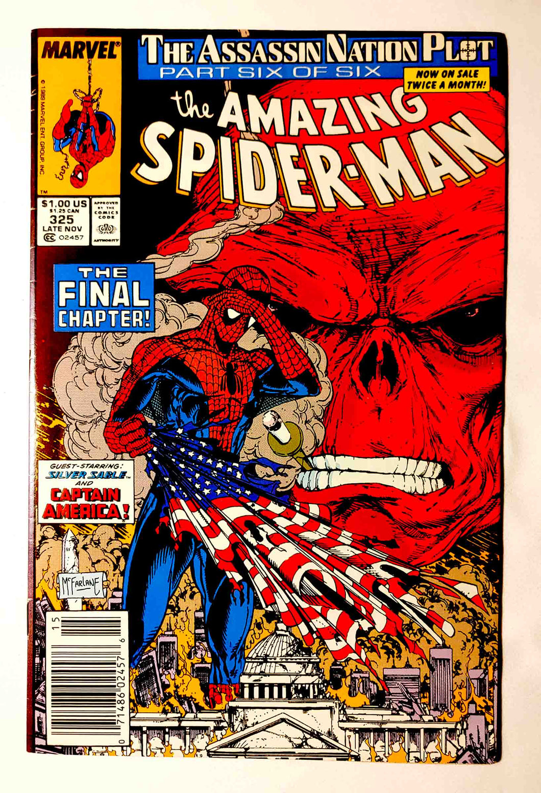 Comic Book Superhero - Marvel Comics:  Amazing Spiderman - Issue #325 - Todd McFarlane - VF+/VF - Captain America / Silver Sable / Red Skull