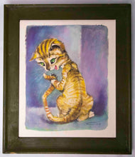 Load image into Gallery viewer, Framed Vintage Print: Retro Big Eye Cat by Artist: Girard Goodenow (GIG) -1960s