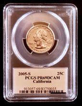 Load image into Gallery viewer, Coin US 25c - Graded / Certified PCGS - Quarter 25c - 2006-S California Statehood Quarter PCGS Graded Proof PR69DCAM W/ State Flag Label- Clad