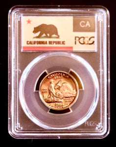 Coin US 25c - Graded / Certified PCGS - Quarter 25c - 2006-S California Statehood Quarter PCGS Graded Proof PR69DCAM W/ State Flag Label- Clad