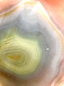 Geological Specimen Agate - Beautiful Yellow, Green, and Blue Agate, Large 8” x 6” - Polished & Raw - Cut In Half