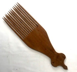 Beauty Accessory Vintage - Old Hand Carved Wooden Hair Pick - Excellent Condition - Rare