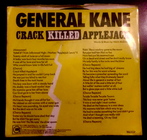 Vinyl Record 7” - 45RPM - General Kane - Crack Killed Applejack - Early Hip Hop Rap Funk