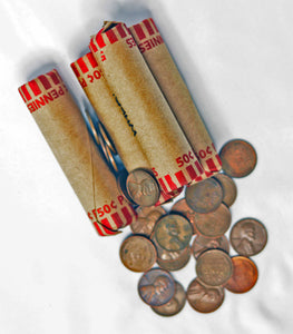 Coins 1c Roll US - Wheat Penny Roll - 1909-1958 - 50 Count 1 Cent Roll - Average Circulation - 95% Copper